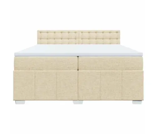 Atsperu Gultas Rāmis Ar Matraci, Krēmkrāsas Audums, 200X200 Cm Vidaxl