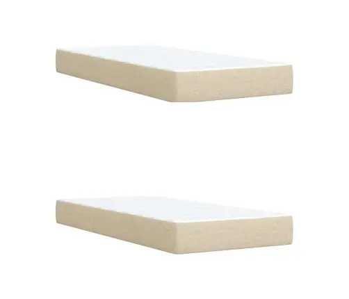 Atsperu Gultas Rāmis Ar Matraci, Krēmkrāsas Audums, 200X200 Cm Vidaxl