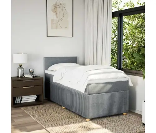 Lova Su Spyruoklėmis Ir Čiužiniu, Pilka, 80X200cm Audinys