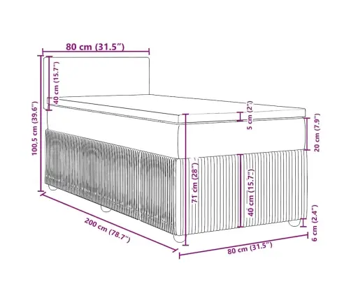 Lova Su Spyruoklėmis Ir Čiužiniu, Tamsiai Pilka, 80X200 Cm