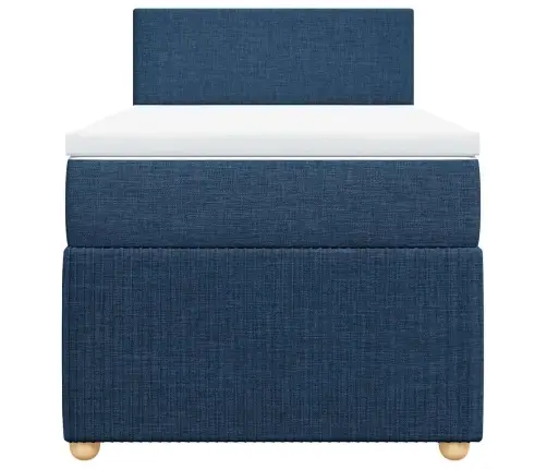 Atsperu Gultas Rāmis Ar Matraci, Zils, 80X200 Cm, Audums Vidaxl