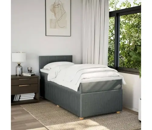 Lova Su Spyruoklėmis Ir Čiužiniu, Tamsiai Pilka, 80X200 Cm