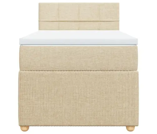 Atsperu Gultas Rāmis Ar Matraci, Krēmkrāsas, 80X200 Cm, Audums Vidaxl