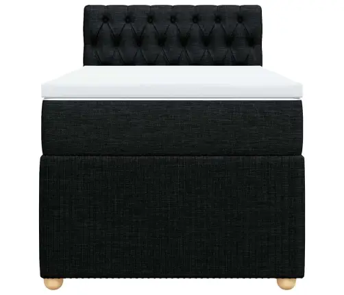 Lova Su Spyruoklėmis Ir Čiužiniu, Juoda, 80X200cm Audinys