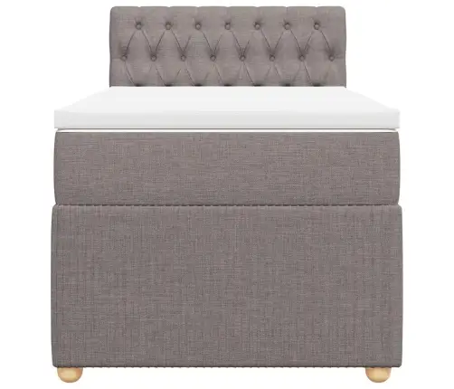 Atsperu Gultas Rāmis Ar Matraci, Pelēkbrūns, 80X200 Cm, Audums Vidaxl