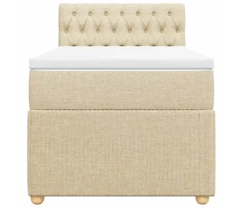 Atsperu Gultas Rāmis Ar Matraci, Krēmkrāsas, 80X200 Cm, Audums Vidaxl