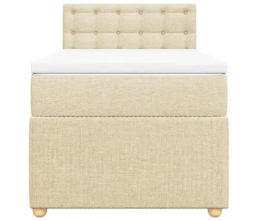 Atsperu Gultas Rāmis Ar Matraci, Krēmkrāsas, 80X200 Cm, Audums Vidaxl