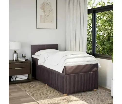 Lova Su Spyruoklėmis Ir Čiužiniu, Ruda, 90X190 cm Audinys