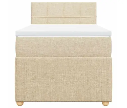 Atsperu Gulta Ar Matraci, Krēmkrāsas, 90X190 Cm, Audums Vidaxl