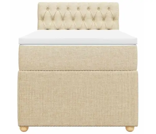 Lova Su Spyruoklėmis Ir Čiužiniu, Kreminė, 90X190 cm Audinys