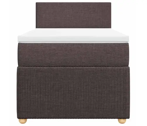 Atsperu Gultas Rāmis Ar Matraci, Tumši Brūna, 90X200 Cm, Audums Vidaxl