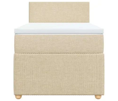 Atsperu Gultas Rāmis Ar Matraci, Krēmkrāsas, 90X200 Cm, Audums Vidaxl