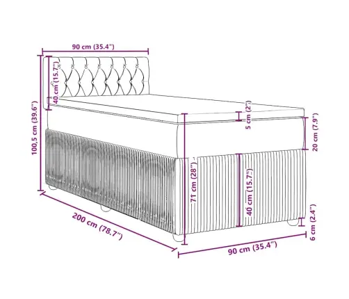 Lova Su Spyruoklėmis Ir Čiužiniu, Juoda, 90X200 cm Audinys