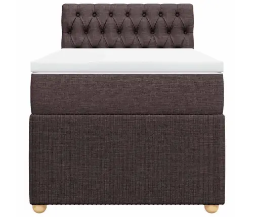 Atsperu Gultas Rāmis Ar Matraci, Tumši Brūna, 90X200 Cm, Audums Vidaxl