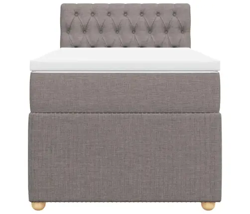 Atsperu Gultas Rāmis Ar Matraci, Pelēkbrūns, 90X200 Cm, Audums Vidaxl