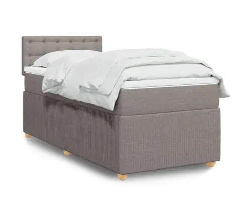 Atsperu Gultas Rāmis Ar Matraci, Pelēkbrūns, 90X200 Cm, Audums Vidaxl