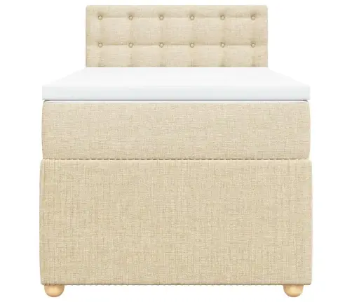 Atsperu Gultas Rāmis Ar Matraci, Krēmkrāsas, 90X200 Cm, Audums Vidaxl