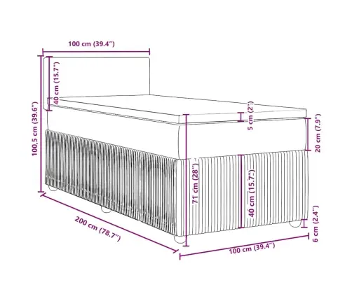 Kontinentaalvoodi Madratsiga, Tumehall, 100X200 cm Kangas