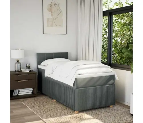 Atsperu Gultas Rāmis Ar Matraci, Tumši Pelēka Audums, 100X200Cm Vidaxl