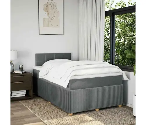 Atsperu Gulta Ar Matraci, Tumši Pelēka Audums, 120X190 Cm Vidaxl