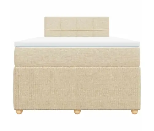 Lova Su Spyruoklėmis Ir Čiužiniu, Kreminė, 120X190cm Audinys