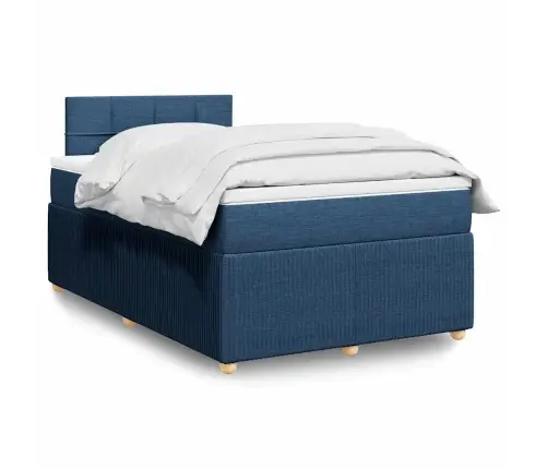 Lova Su Spyruoklėmis Ir Čiužiniu, Mėlyna, 120X190cm Audinys