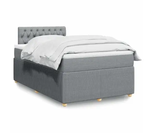 Atsperu Gulta Ar Matraci, Gaiši Pelēka Audums, 120X190 Cm Vidaxl