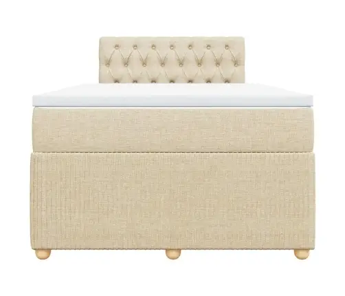 Atsperu Gulta Ar Matraci, Krēmkrāsas Audums, 120X190 Cm Vidaxl