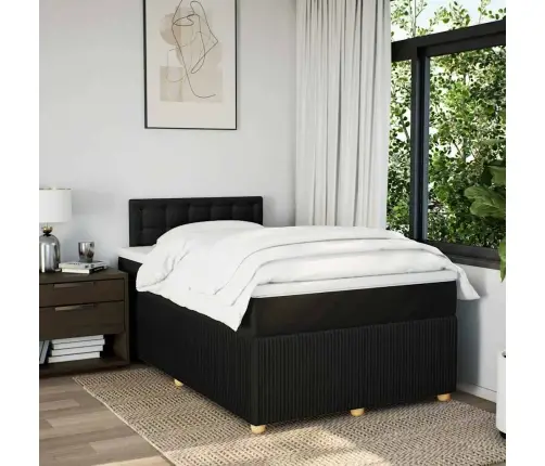 Lova Su Spyruoklėmis Ir Čiužiniu, Juoda, 120X190cm Audinys