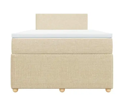 Atsperu Gultas Rāmis Ar Matraci, Krēmkrāsas, 120X200 Cm, Audums Vidaxl