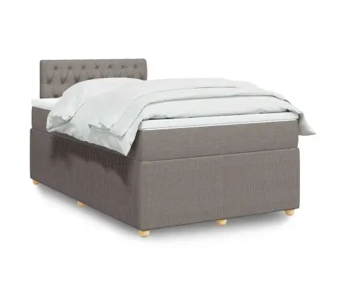 Atsperu Gultas Rāmis Ar Matraci, Pelēkbrūns, 120X200 Cm, Audums Vidaxl