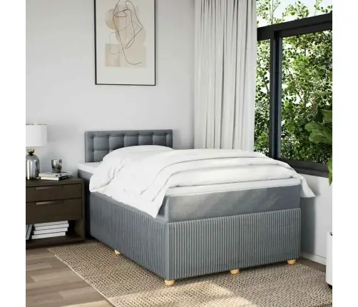 Atsperu Gulta Ar Matraci, Gaiši Pelēka Audums, 120X200Cm Vidaxl