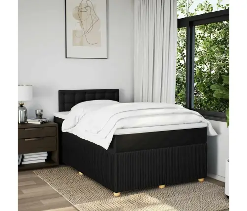 Atsperu Gultas Rāmis Ar Matraci, Melna Audums, 120X200 Cm Vidaxl