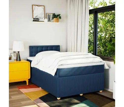 Lova Su Spyruoklėmis Ir Čiužiniu, Mėlyna, 120X200 cm Audinys