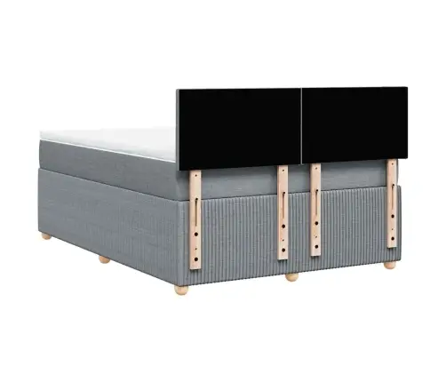 Atsperu Gulta Ar Matraci, Gaiši Pelēka Audums, 140X190 Cm Vidaxl