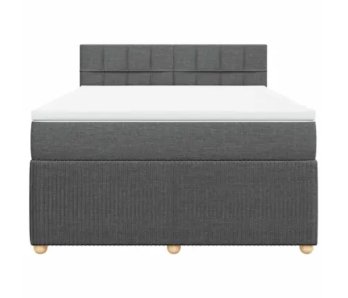 Atsperu Gulta Ar Matraci, Tumši Pelēka Audums, 140X190 Cm Vidaxl