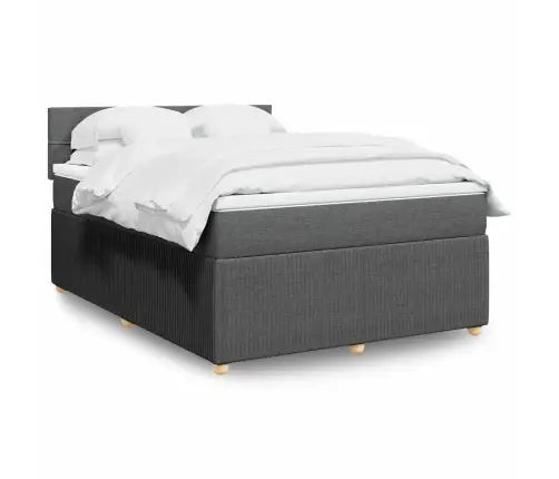 Atsperu Gulta Ar Matraci, Tumši Pelēka Audums, 140X190 Cm Vidaxl