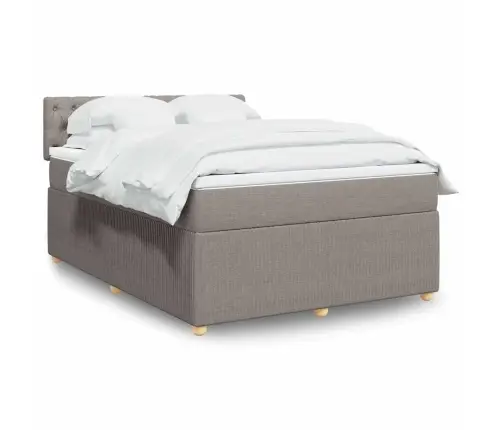 Atsperu Gulta Ar Matraci, Pelēkbrūns Audums, 140X190 Cm Vidaxl