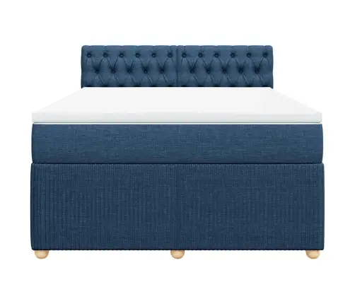 Lova Su Spyruoklėmis Ir Čiužiniu, Mėlyna, 140X190 cm Audinys