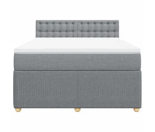 Lova Su Spyruoklėmis Ir Čiužiniu, Pilkas, 140X190cm Audinys