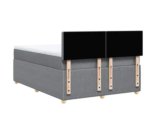 Lova Su Spyruoklėmis Ir Čiužiniu, Pilkas, 140X190cm Audinys