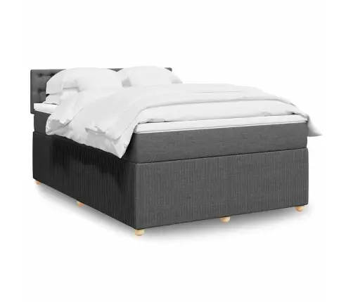 Lova Su Spyruoklėmis Ir Čiužiniu, Tamsiai Pilka, 140X200 Cm