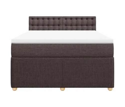 Atsperu Gultas Rāmis Ar Matraci, Tumši Brūna, 140X190Cm, Audums Vidaxl