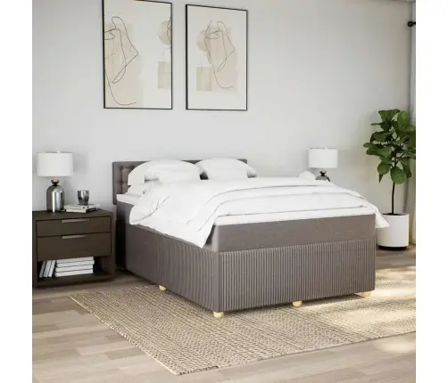 Lova Su Spyruoklėmis Ir Čiužiniu, Taupe, 140X190 cm Audinys