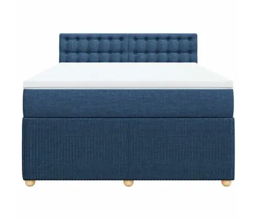 Lova Su Spyruoklėmis Ir Čiužiniu, Mėlyna, 140X190 cm Audinys