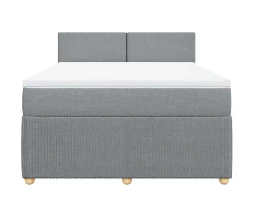 Lova Su Spyruoklėmis Ir Čiužiniu, Pilka, 140X200cm Audinys