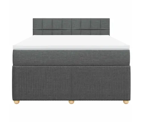 Atsperu Gulta Ar Matraci, Tumši Pelēka, 140X200 Cm, Audums Vidaxl