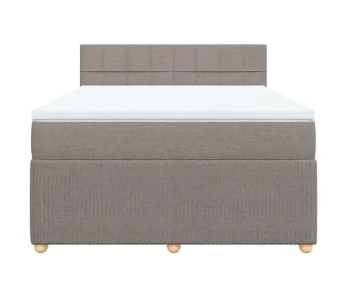 Atsperu Gulta Ar Matraci, Pelēkbrūns, 140X200 Cm, Audums Vidaxl