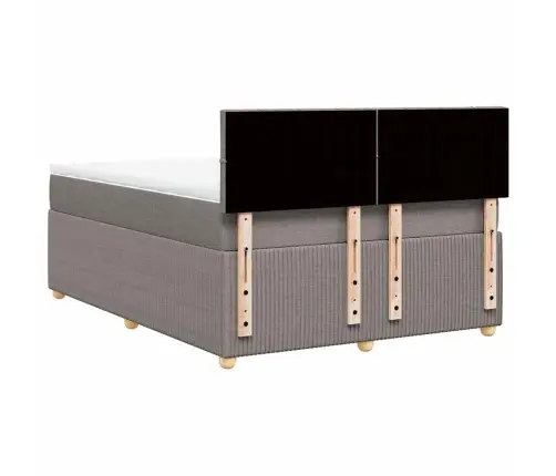 Atsperu Gulta Ar Matraci, Pelēkbrūns, 140X200 Cm, Audums Vidaxl