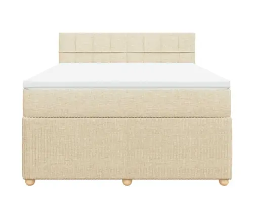 Lova Su Spyruoklėmis Ir Čiužiniu, Kreminė, 140X200 cm Audinys